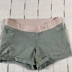 Liz Lange Olive Denim Midi Shorts Size Large